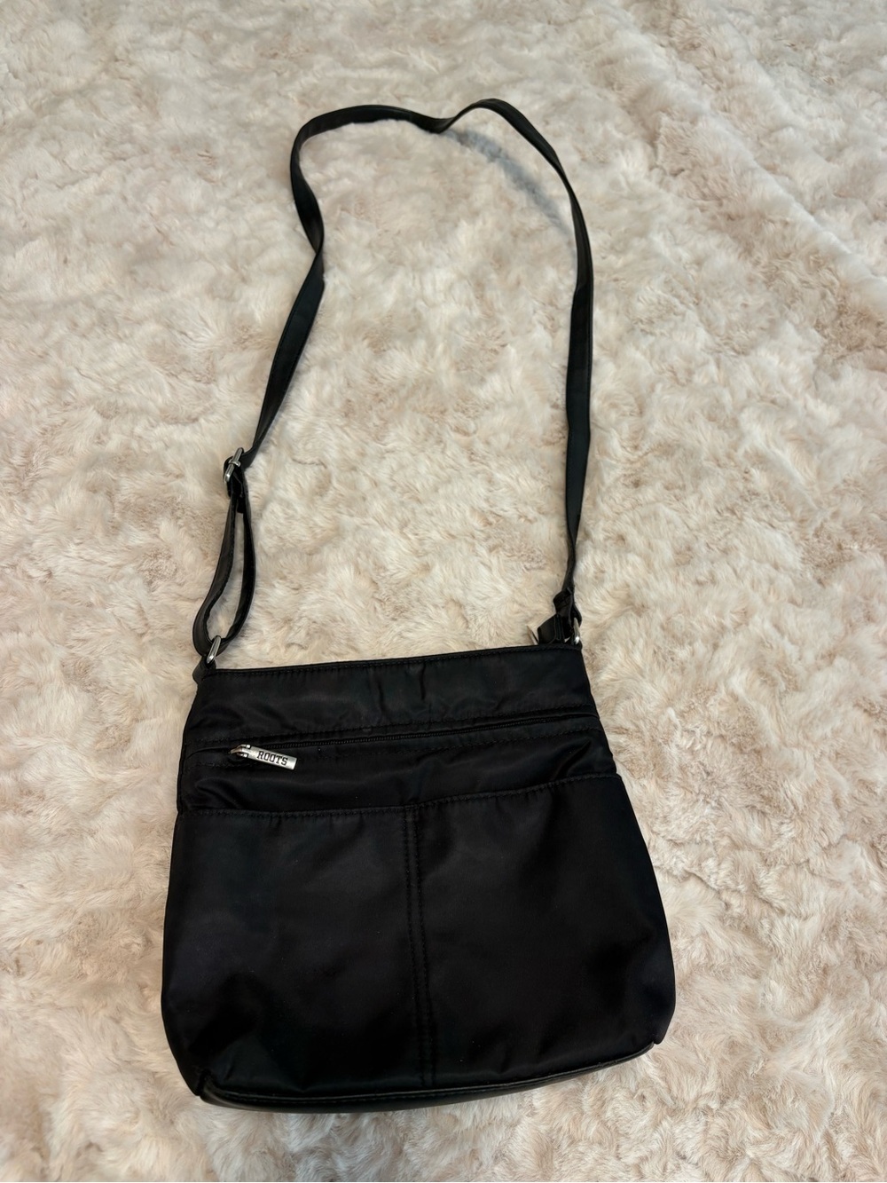 Roots Black Crossbody Bag with Adjustable Strap